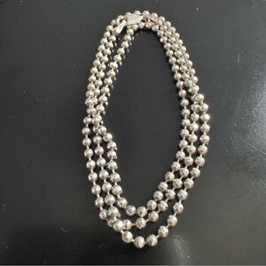 Sterling Silver Faceted Ball Bead Chain Necklace – Diamond Cut Texture - 16”